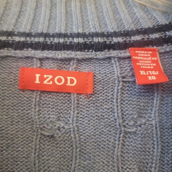 Men's Izod blue cable knit 1/4 zip pullover.. size XL - Picture 3 of 7